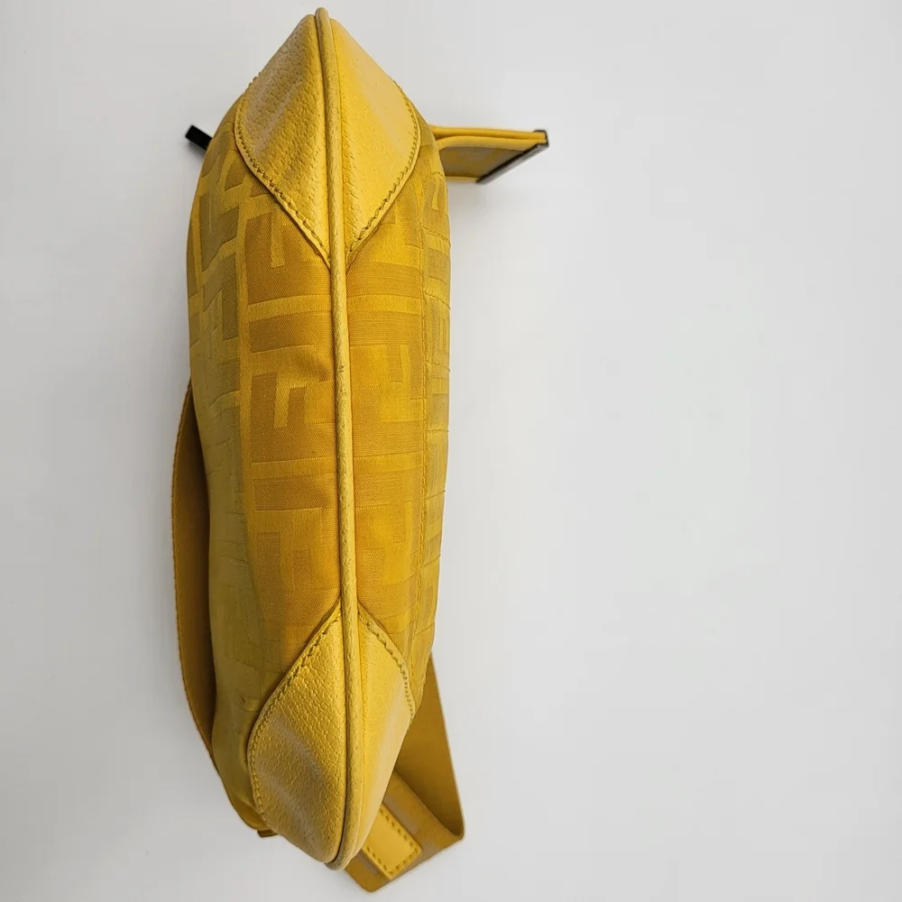 Fendi Yellow Zucca Tessuto palmati Baguette Shoulder Handbag..Authentic w/COA. - Picture 6 of 15
